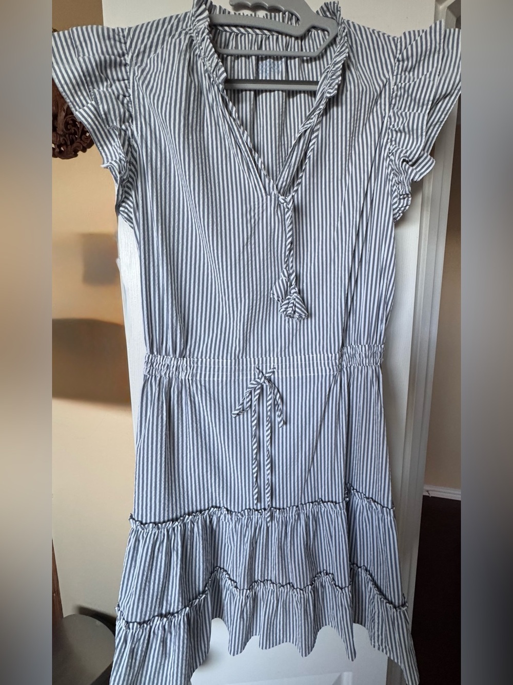 Vineyard Vines Stripped Blue and White Tie-Waist Women’s Dress